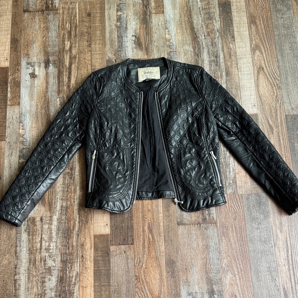 Zara Black Quilted Leather Jacket